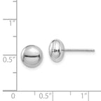 14K White Gold Polished 8mm Button Post Earrings Hollow Design