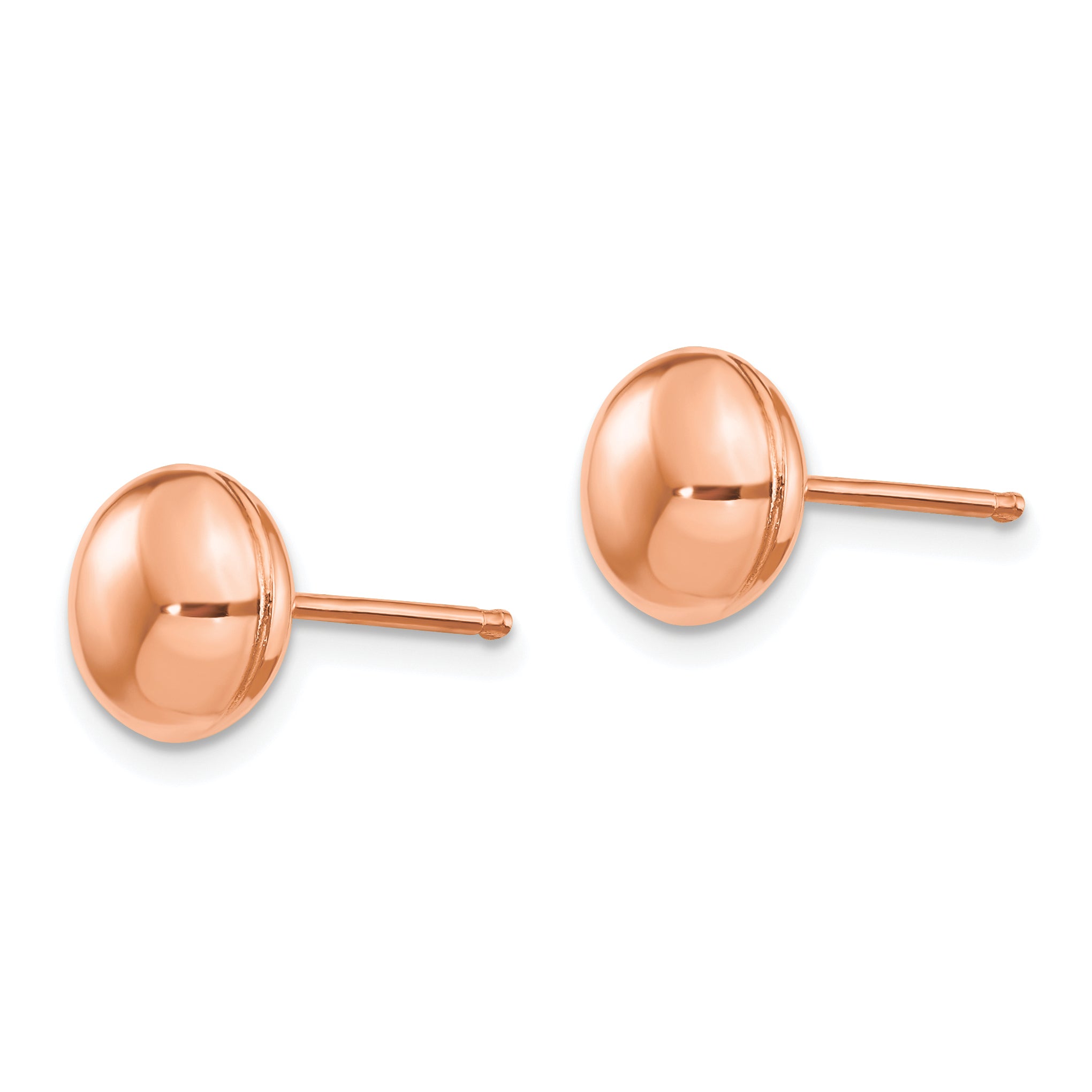14K Rose Gold Polished Button Earrings 8mm Elegant Hollow Design