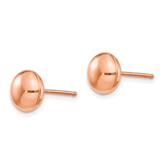 14K Rose Gold Polished Button Earrings 8mm Elegant Hollow Design