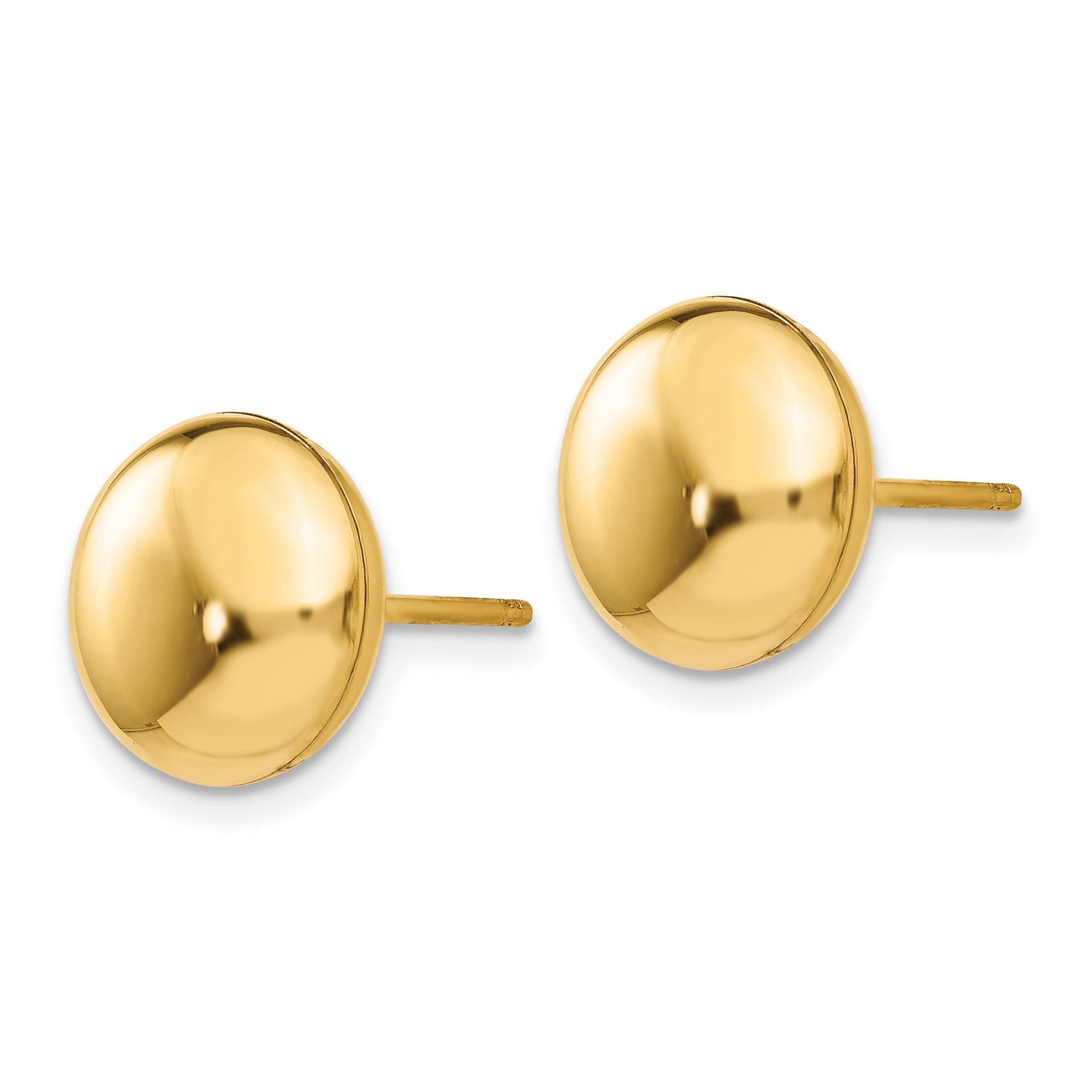 14K Gold Polished Button Earrings with Hollow Design 10.5mm