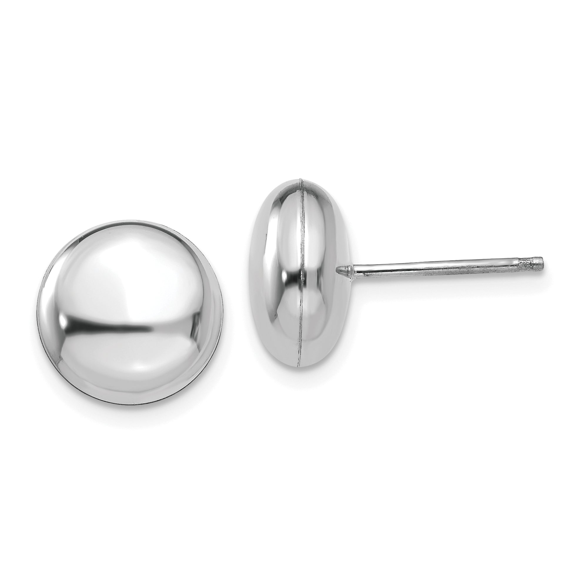 14k White Polished 10.5mm Button Post Earrings Main image