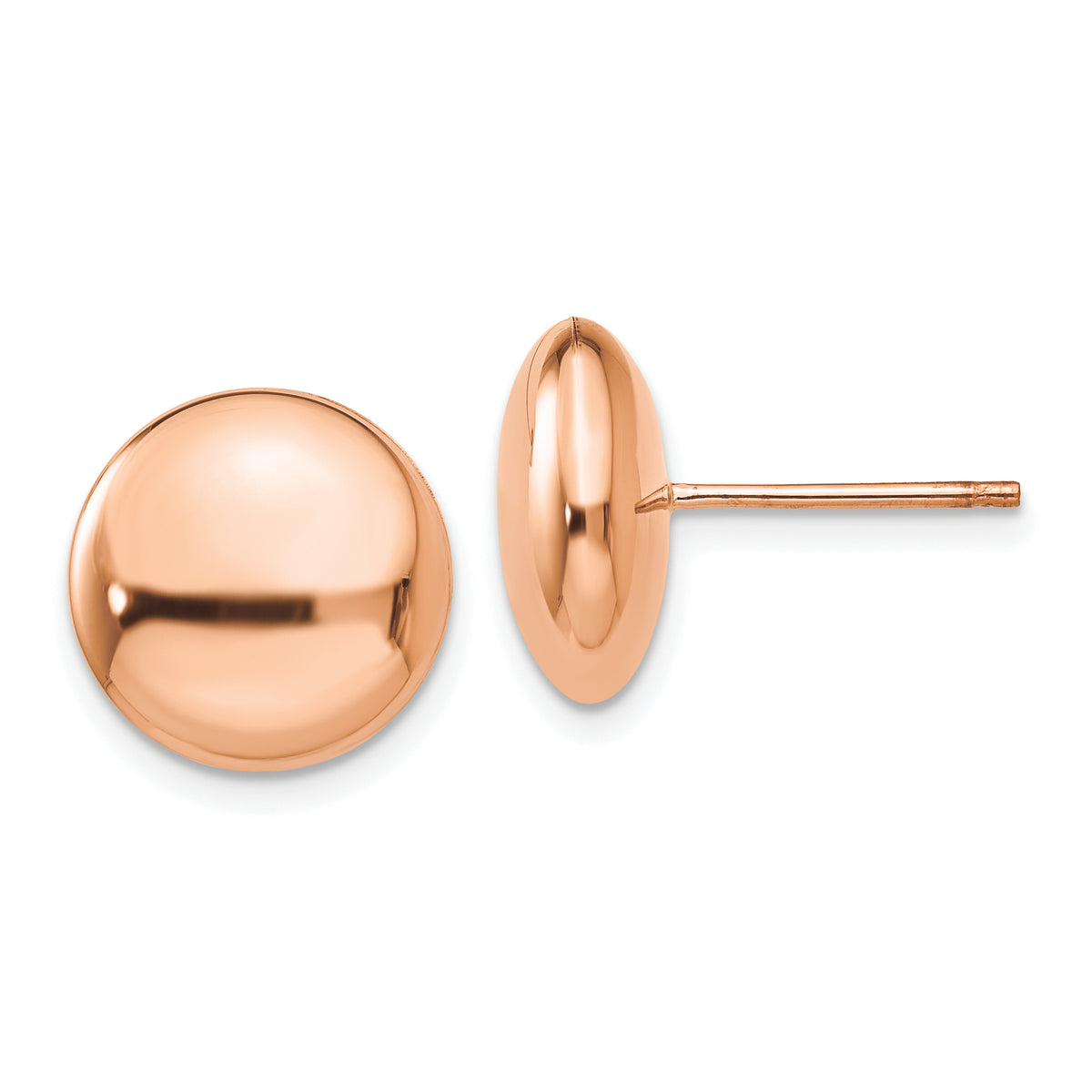 14k Rose Polished 12mm Button Post Earrings