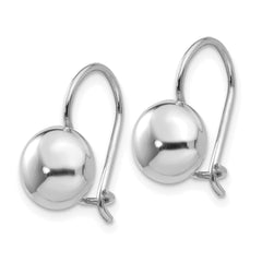 14k White Polished 8mm Button Kidney Wire Earrings