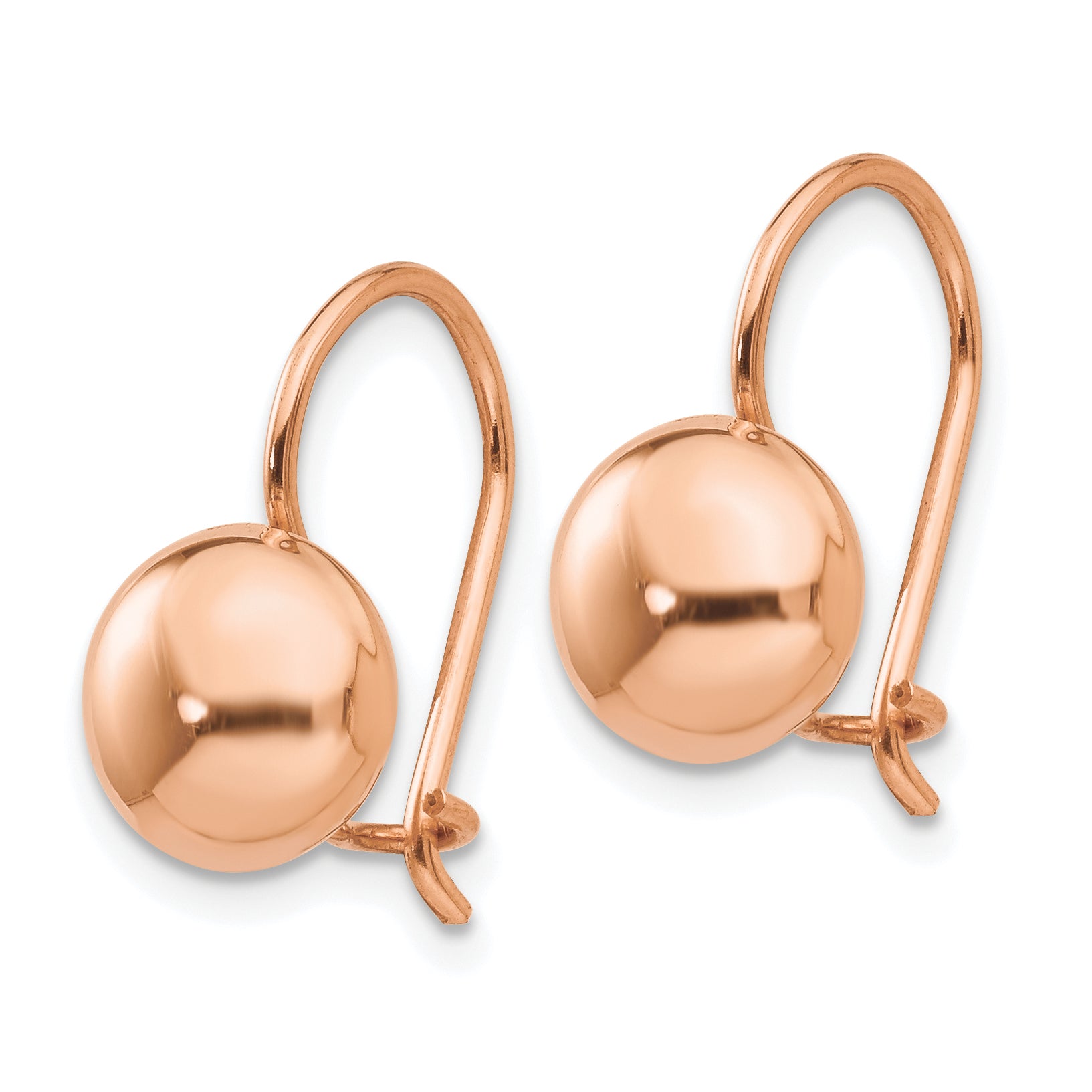 14K Rose Gold Polished Button Dangle Earrings with Kidney Wire Closure Secondary image