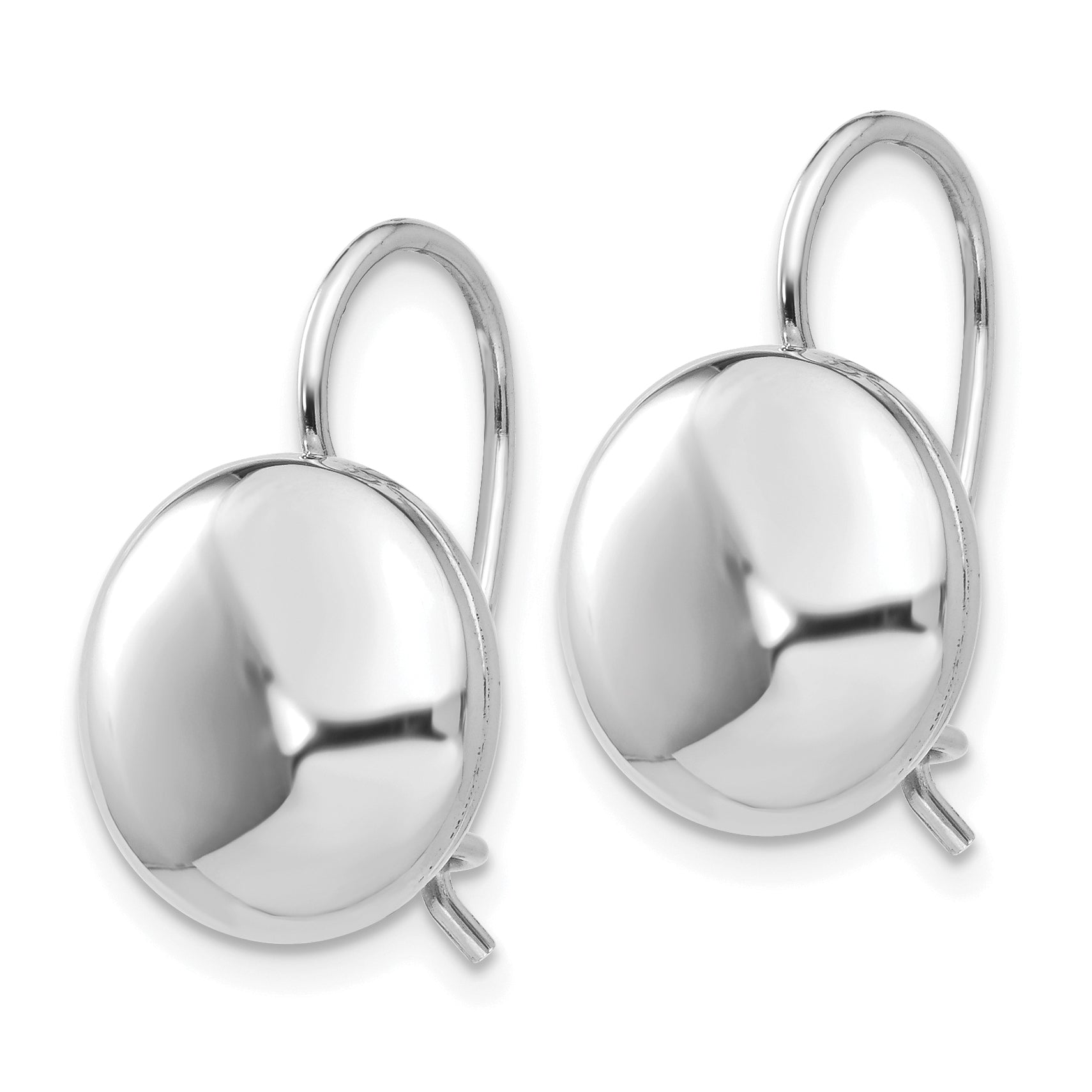 14K White Gold Polished 12mm Button Earrings with Kidney Wire Secondary image
