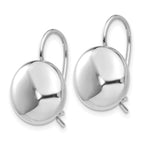 14K White Gold Polished 12mm Button Earrings with Kidney Wire