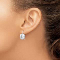 14K White Gold Polished 12mm Button Earrings with Kidney Wire