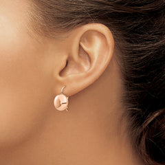 14k Rose Polished 12mm Button Kidney Wire Earrings