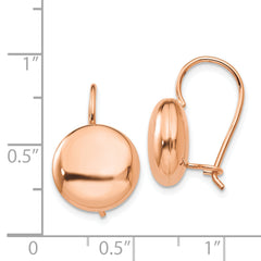 14K Rose Gold Polished Button Drop Earrings with Kidney Wire