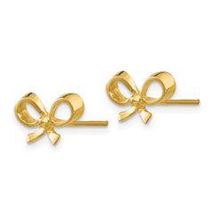 14K Gold Bow Post Earrings with Polished Finish  Elegant Solid Design for Women