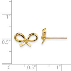 14K Gold Bow Post Earrings with Polished Finish  Elegant Solid Design for Women