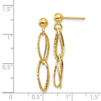 14K Gold Polished Textured Dangle Earrings Handmade Elegant Design for Women