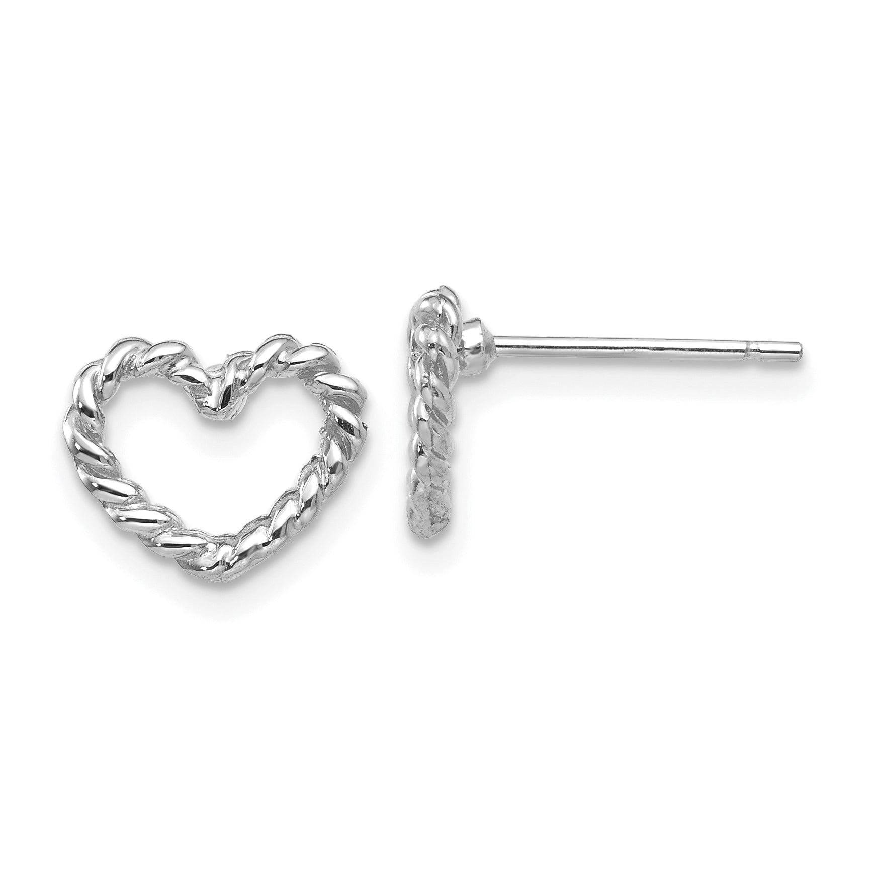 14k White Gold Heart Post Earrings Main image