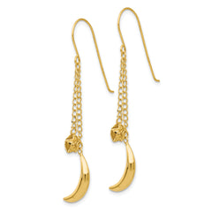 14K Gold Dangle Moon & Stars Earrings with Polished Finish