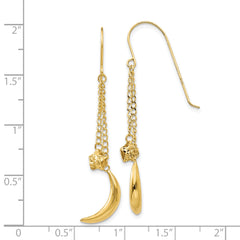 14K Gold Dangle Moon & Stars Earrings with Polished Finish