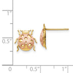 14K Two-Tone Gold Ladybug Earrings with Polished Finish
