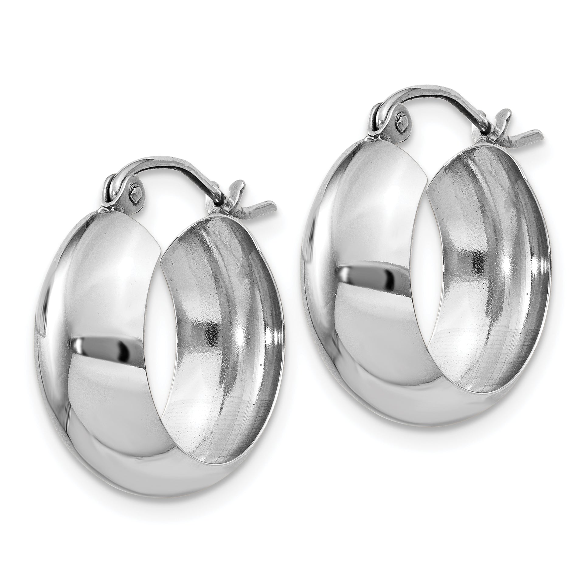 14K White Gold Polished Fancy Hoop Earrings with Rhodium Finish  Elegant and Timeless