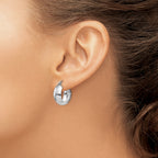 14K White Gold Polished Fancy Hoop Earrings with Rhodium Finish  Elegant and Timeless