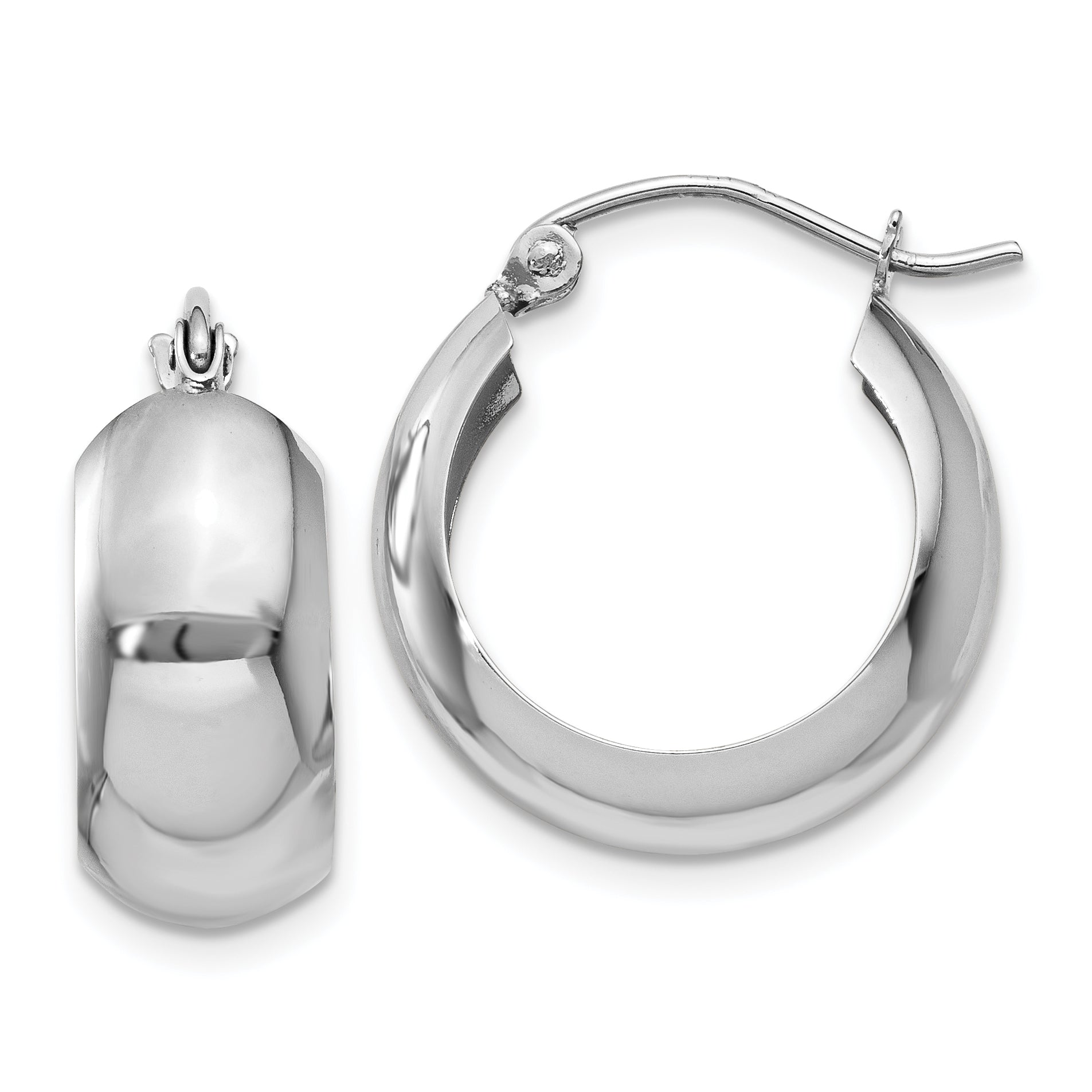 14k White Gold Fancy Hoop Earrings Main image