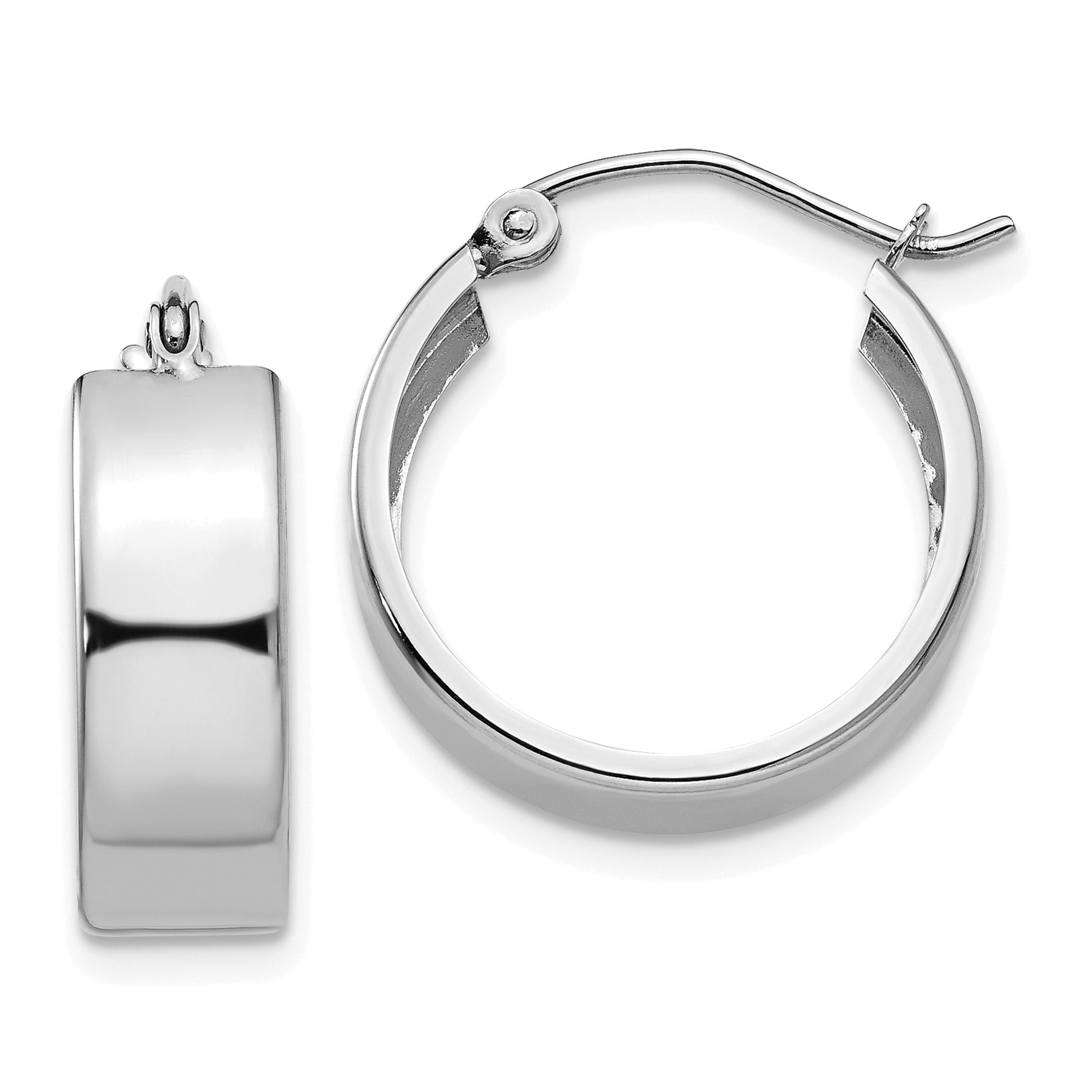 14k White Gold Fancy Hoop Earrings Main image