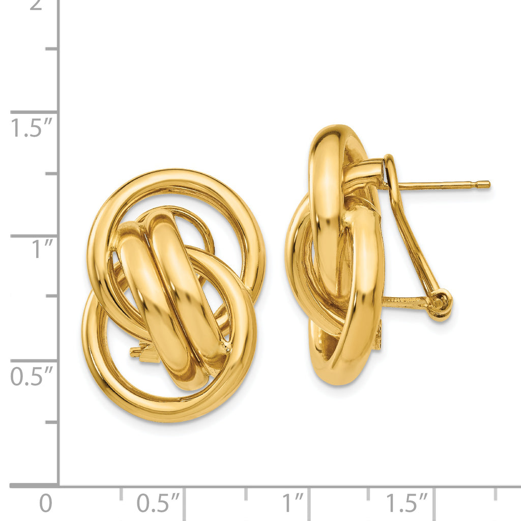14K Gold Polished Button Earrings with Omega Clip Back 26mm Elegant Design