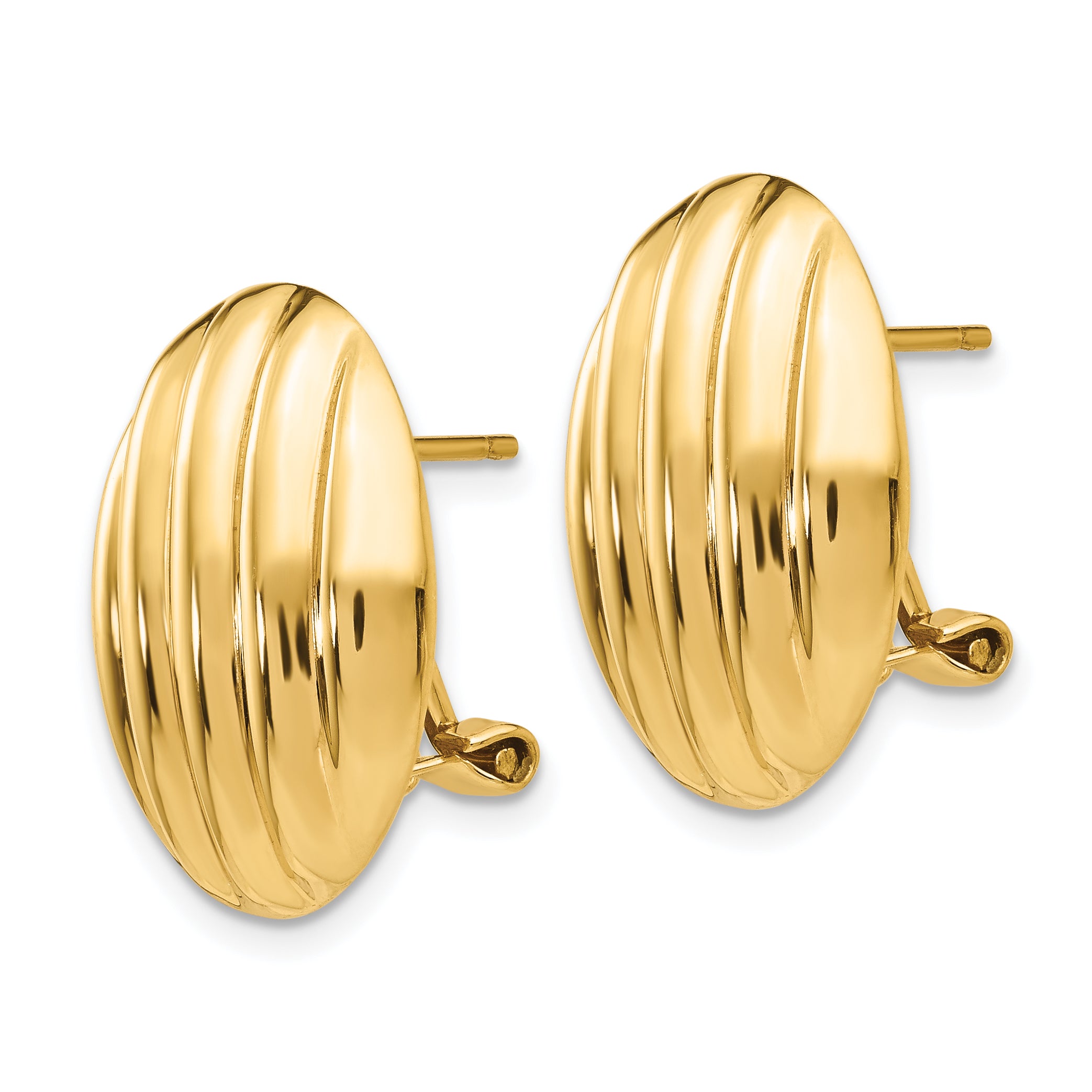 14K Gold Polished Button Earrings with Omega Back  Elegant and Lightweight Secondary image