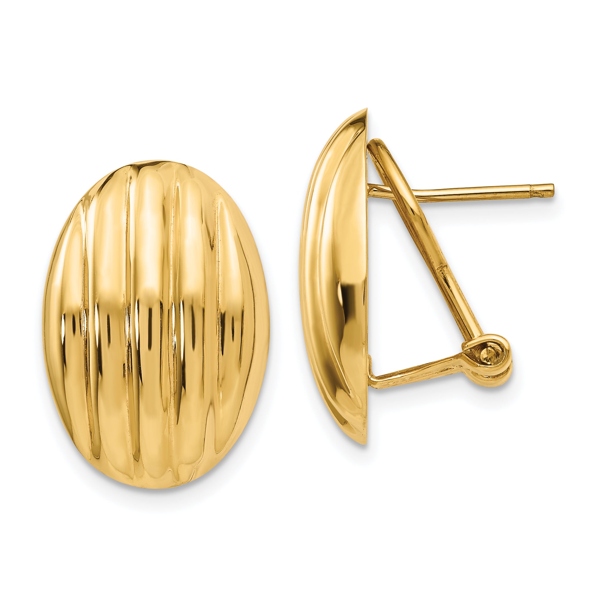 14k Polished Fancy Omega Back Post Earrings Main image