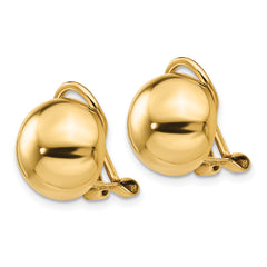 14k Non-pierced Half Ball Omega Back Earrings