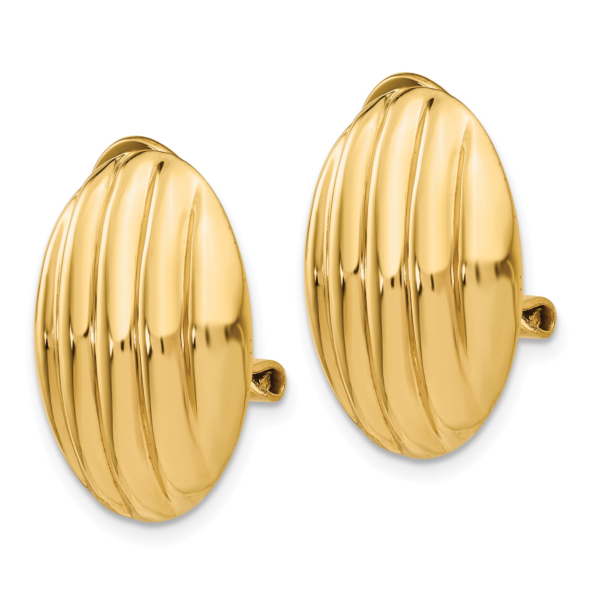 14K Gold Non-Pierced Button Earrings with Polished Finish Secondary image