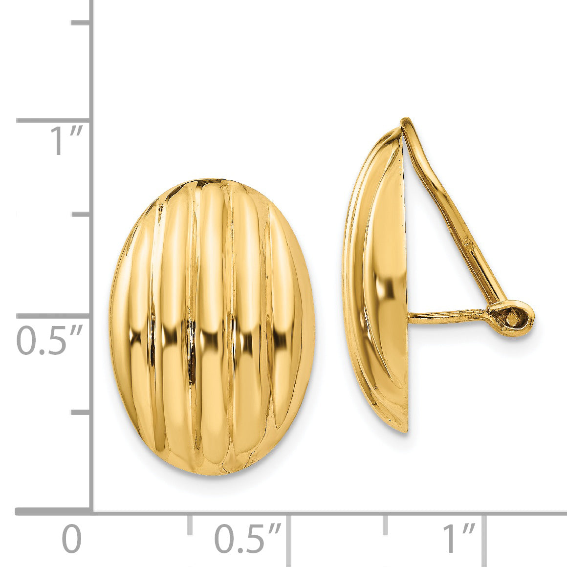 14K Gold Non-Pierced Button Earrings with Polished Finish