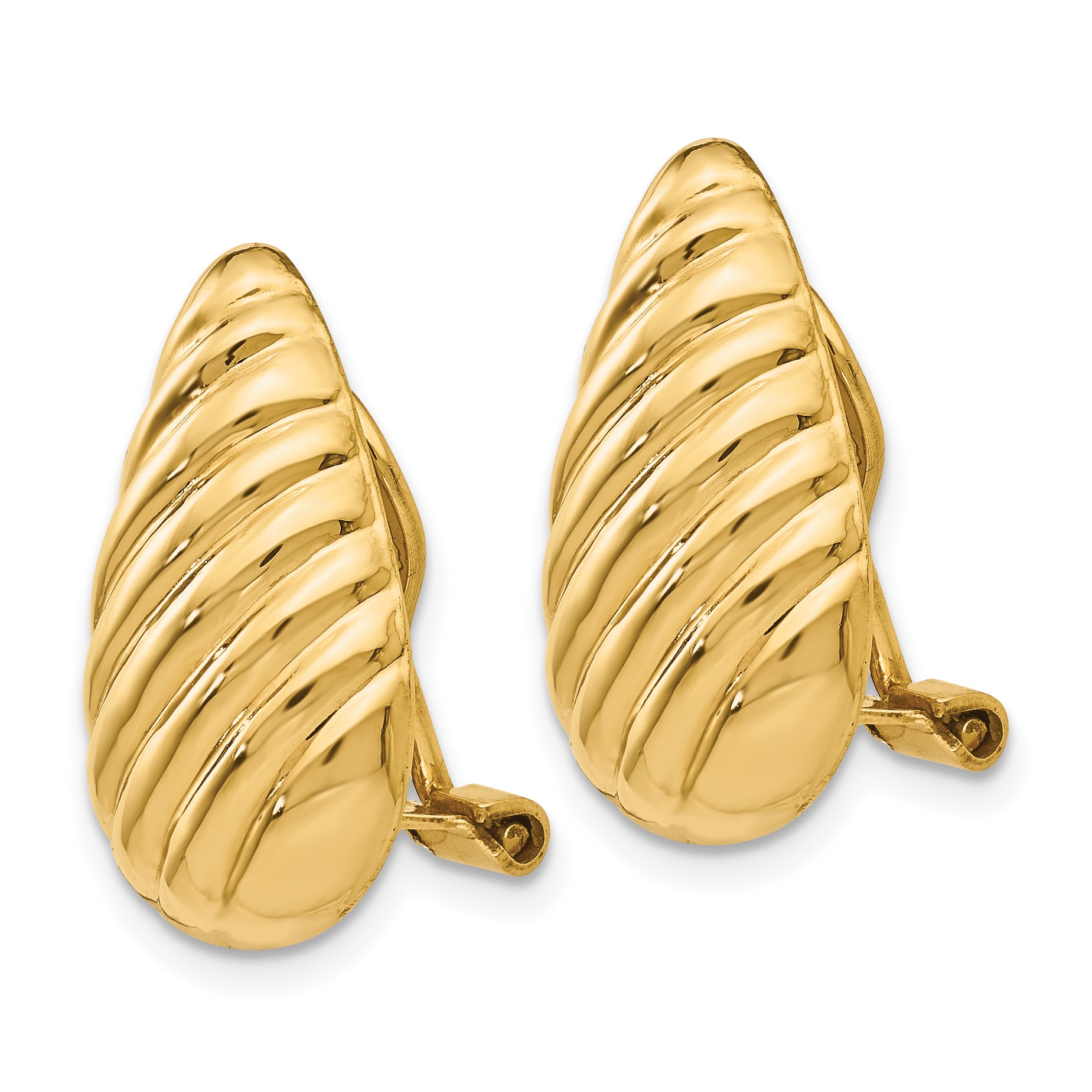 14K Gold Non-Pierced Button Earrings with Polished Finish  Elegant and Lightweight Secondary image