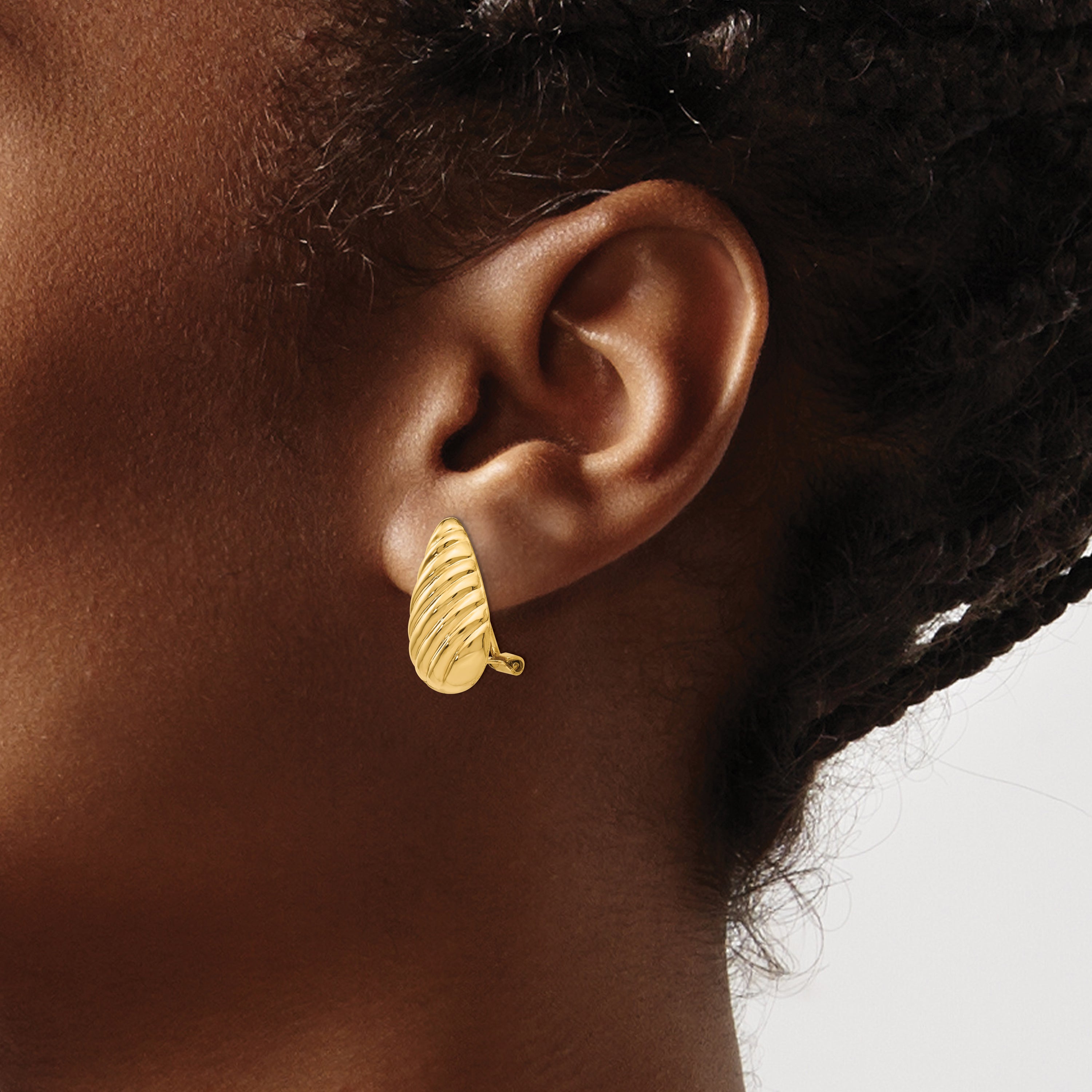 14K Gold Non-Pierced Button Earrings with Polished Finish  Elegant and Lightweight