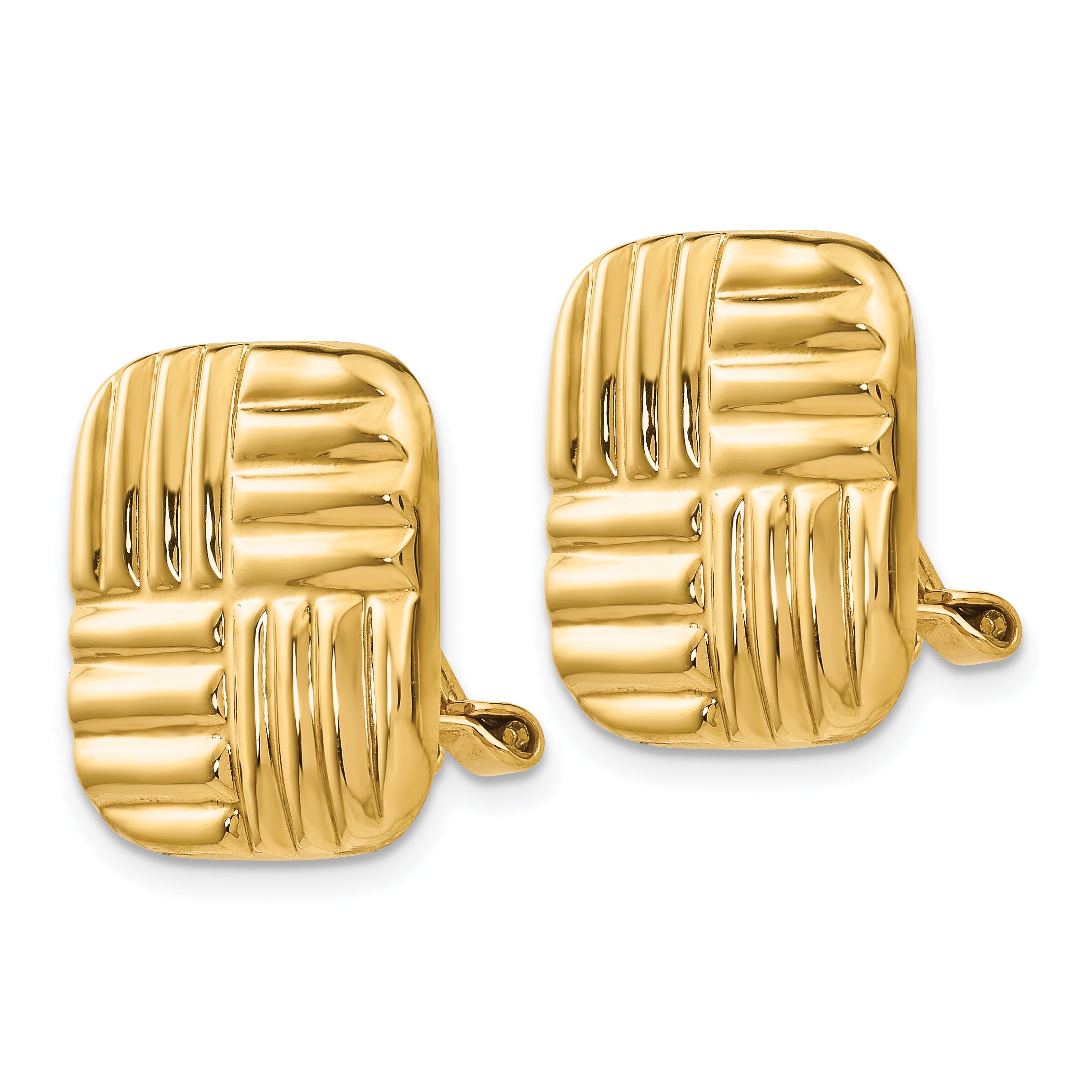 14k Non-pierced Basket weave Earrings Secondary image