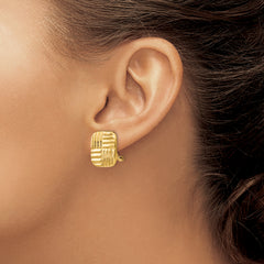 14k Non-pierced Basket weave Earrings