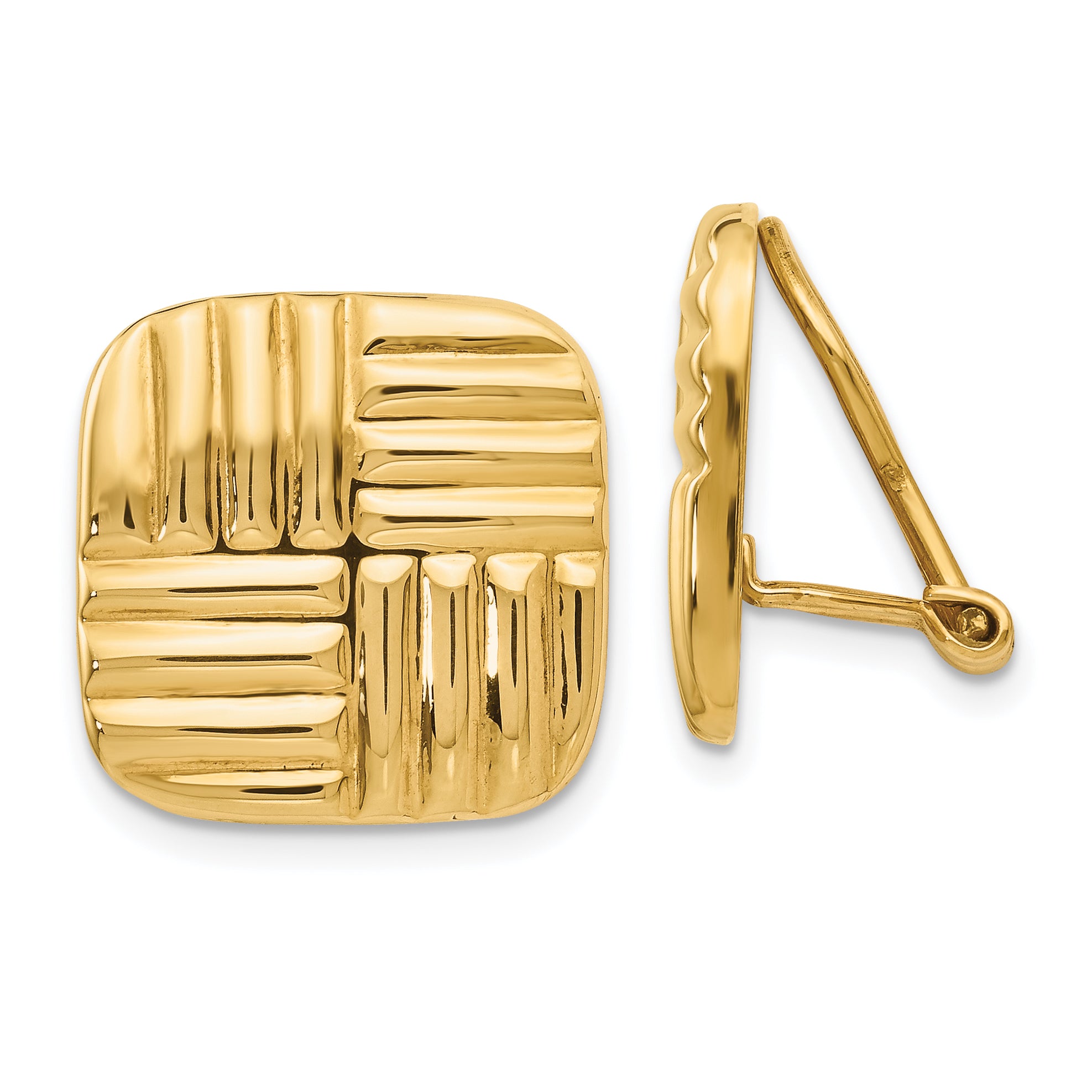14k Non-pierced Basket weave Earrings Main image