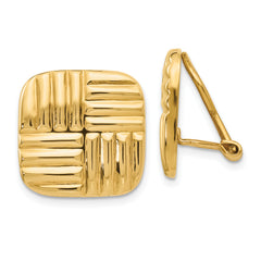 14k Non-pierced Basket weave Earrings