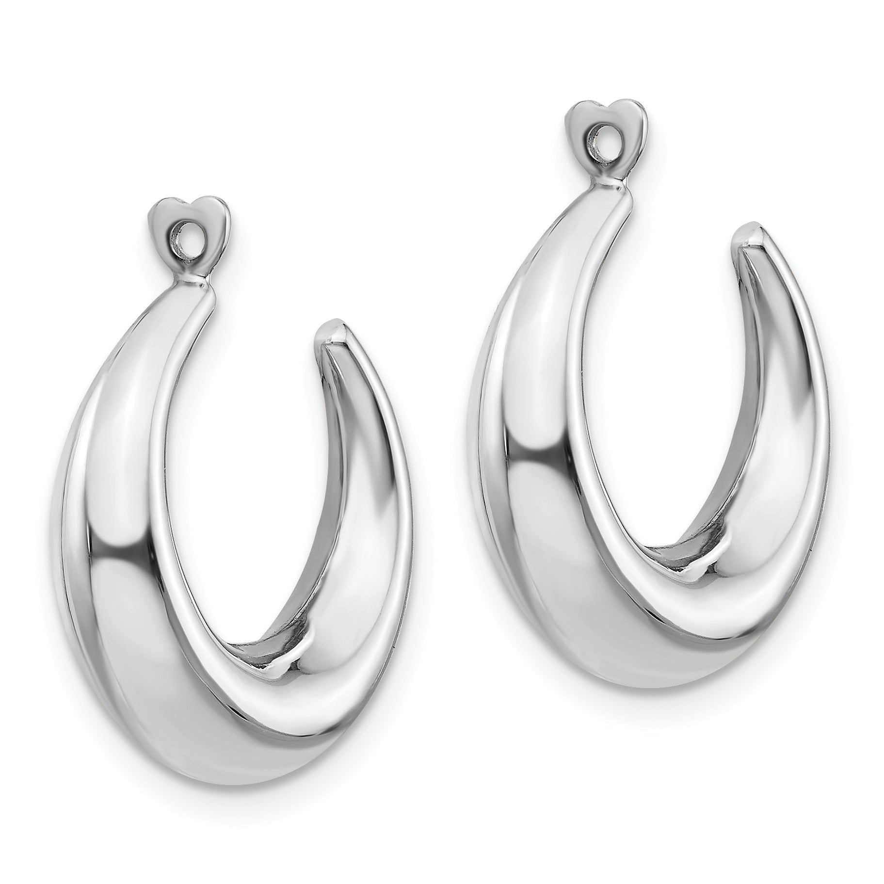 14K White Gold Polished Earring Jackets with Rhodium Finish Elegant Creole Style Secondary image