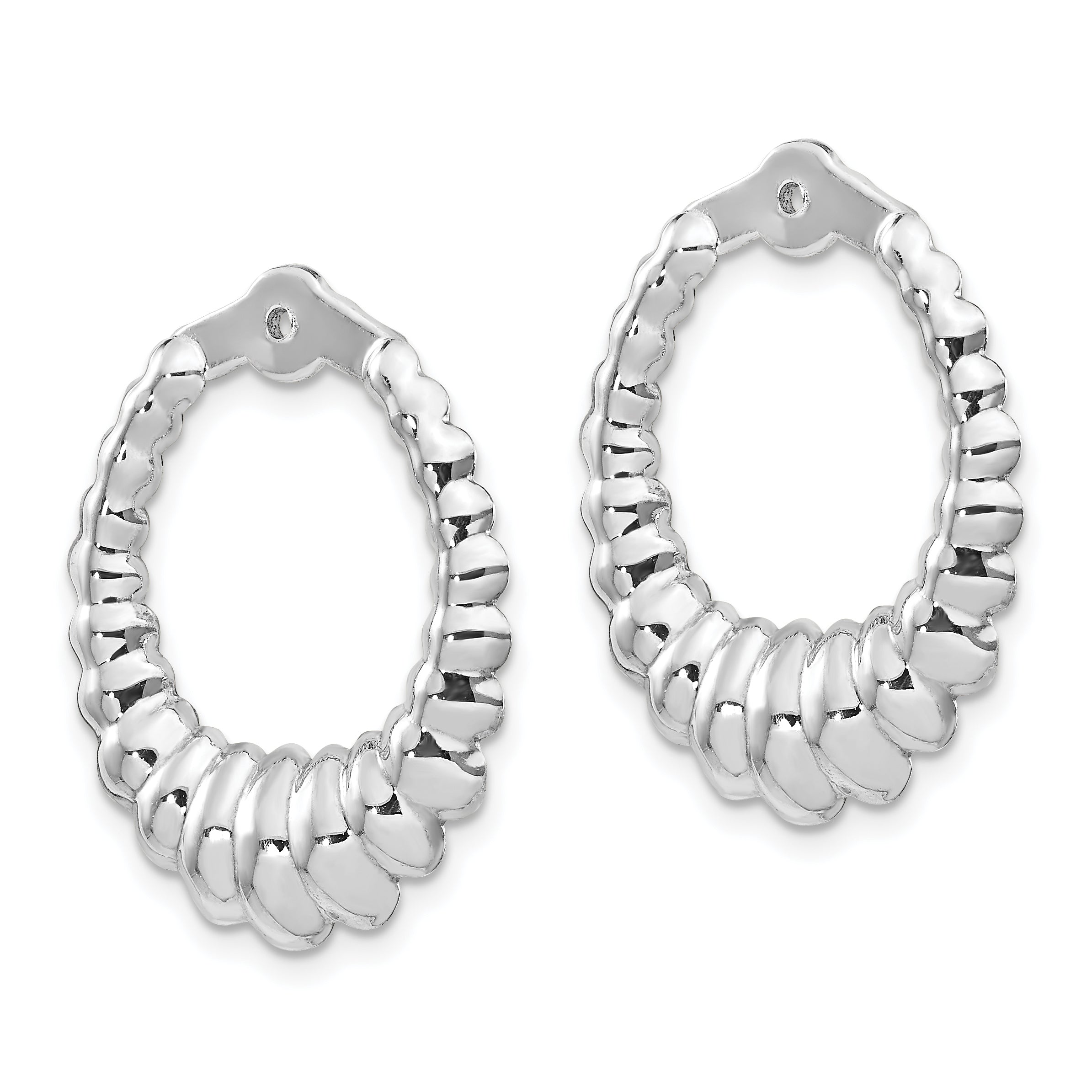 14k White Gold Scalloped Hoop Earring Jackets