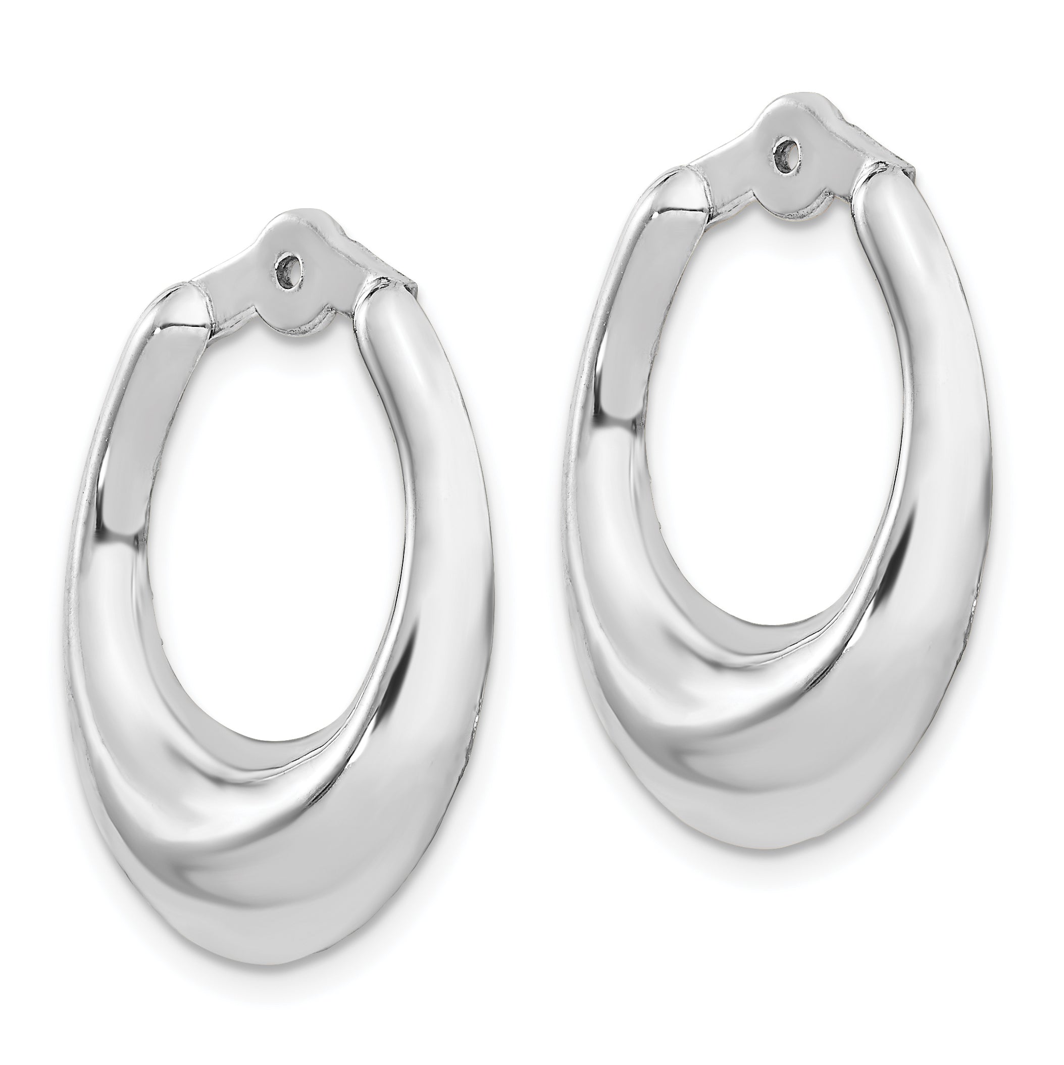 14K White Gold Polished Earring Jackets with Rhodium Finish  Timeless Elegance & Versatile Style Secondary image