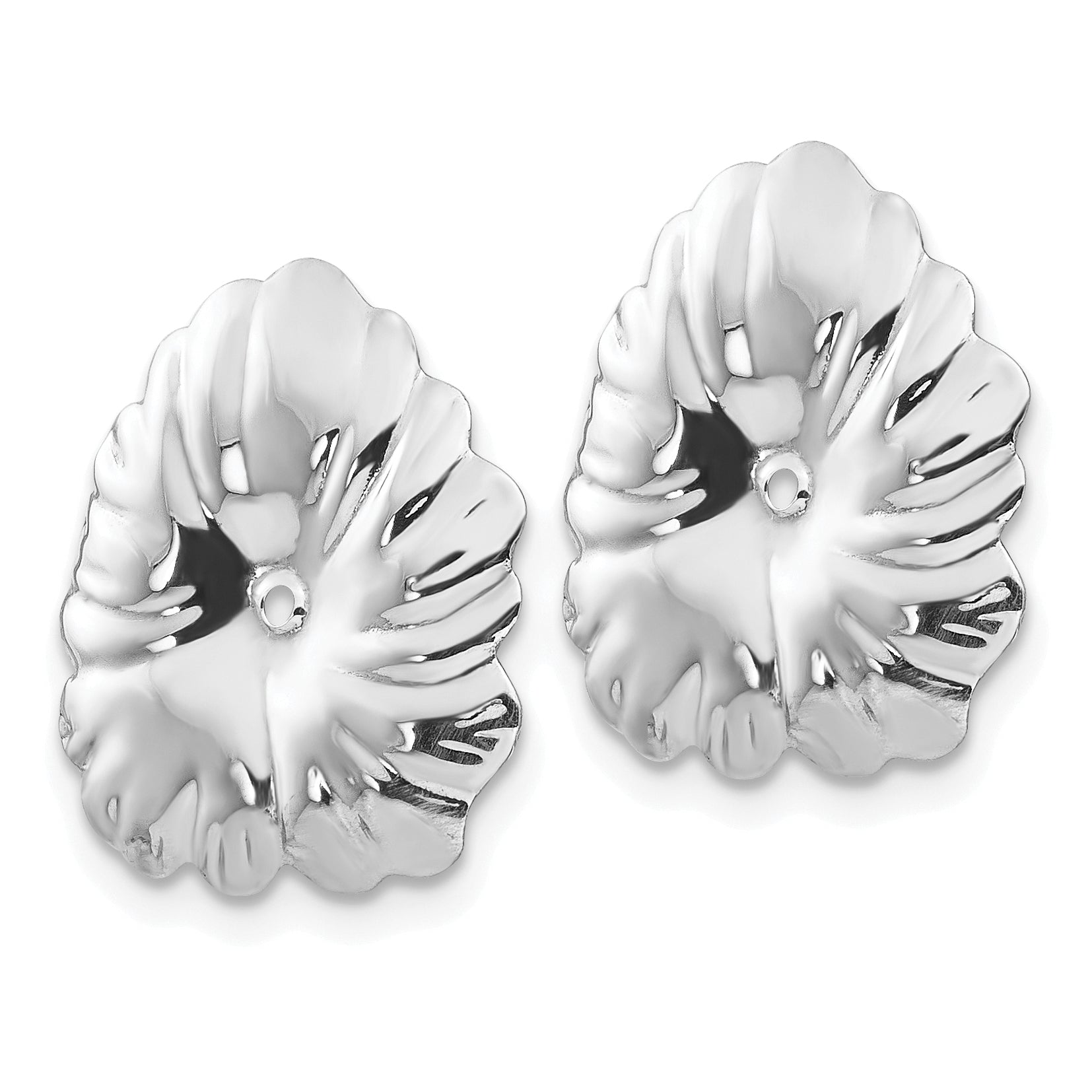 14K White Gold Floral Earring Jackets with Rhodium Finish Elegant Enhancers for Timeless Style Secondary image