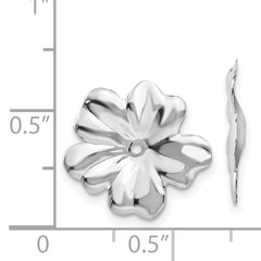 14K White Gold Floral Earring Jackets with Rhodium Plating for Women