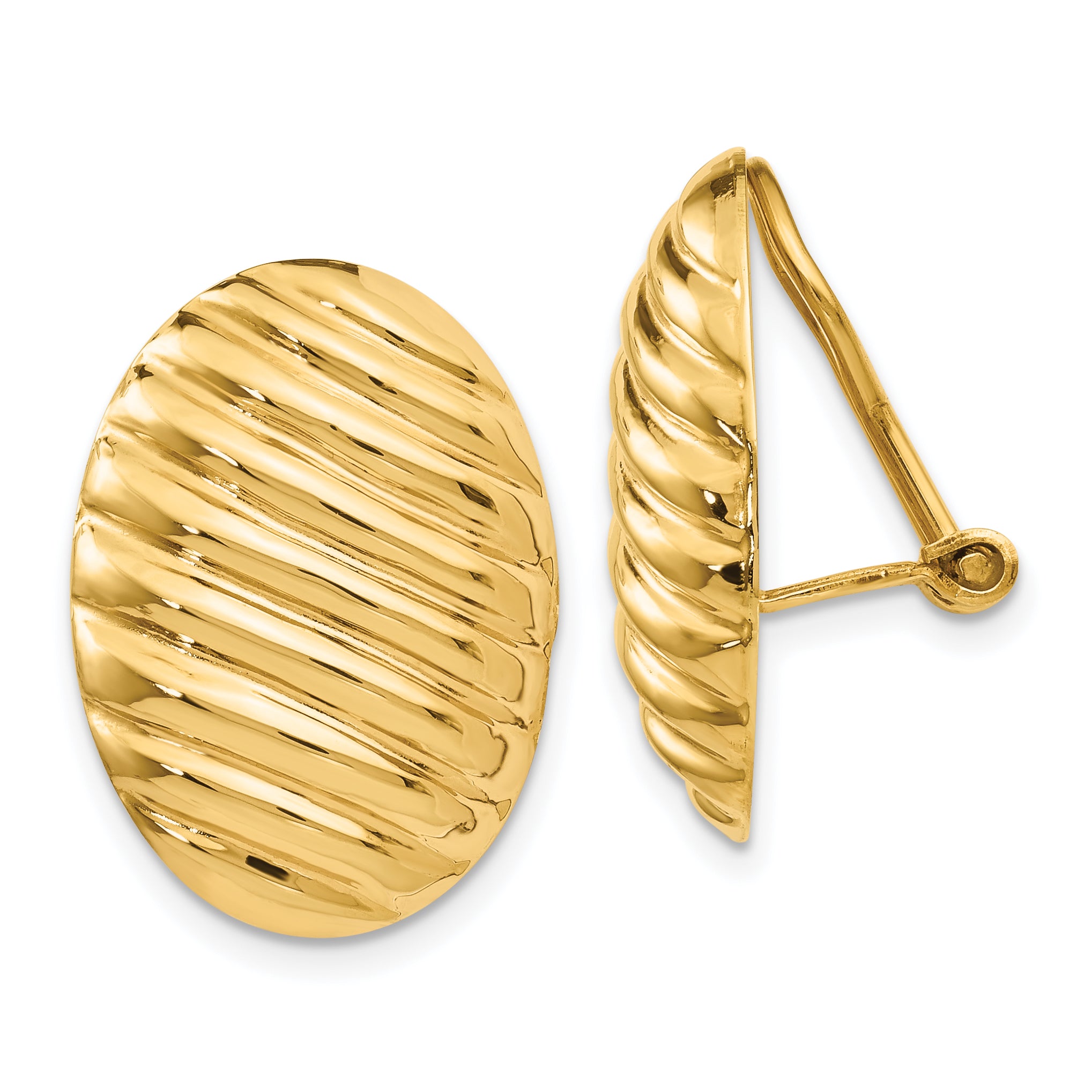 14k Polished Button Non-pierced Omega Back Earrings Main image