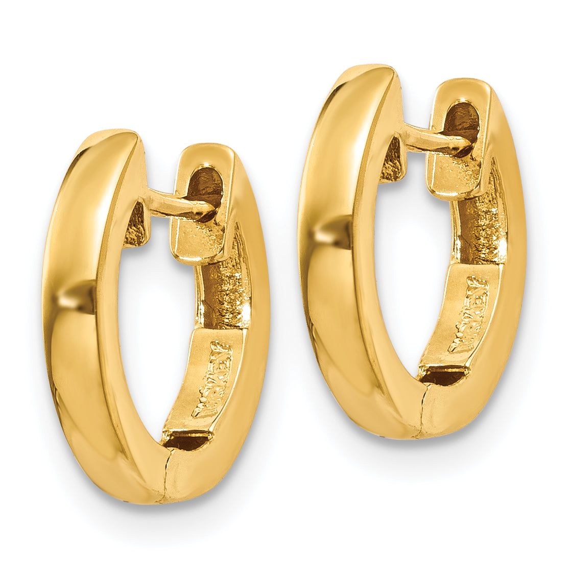 14K Gold Polished Hinged Hoop Earrings 2.5mm Unisex Classic Huggie Style