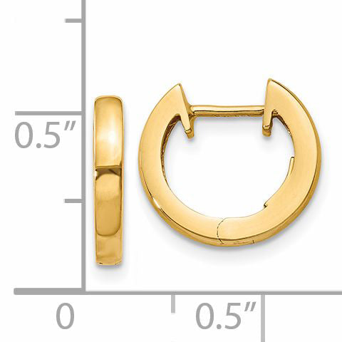 14K Gold Polished Hinged Hoop Earrings 2.5mm Unisex Classic Huggie Style