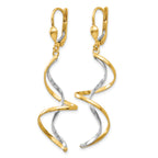 14K Two-Tone Gold Spiral Dangle Earrings with Polished Finish for Women