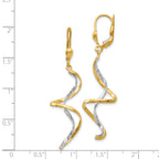 14K Two-Tone Gold Spiral Dangle Earrings with Polished Finish for Women