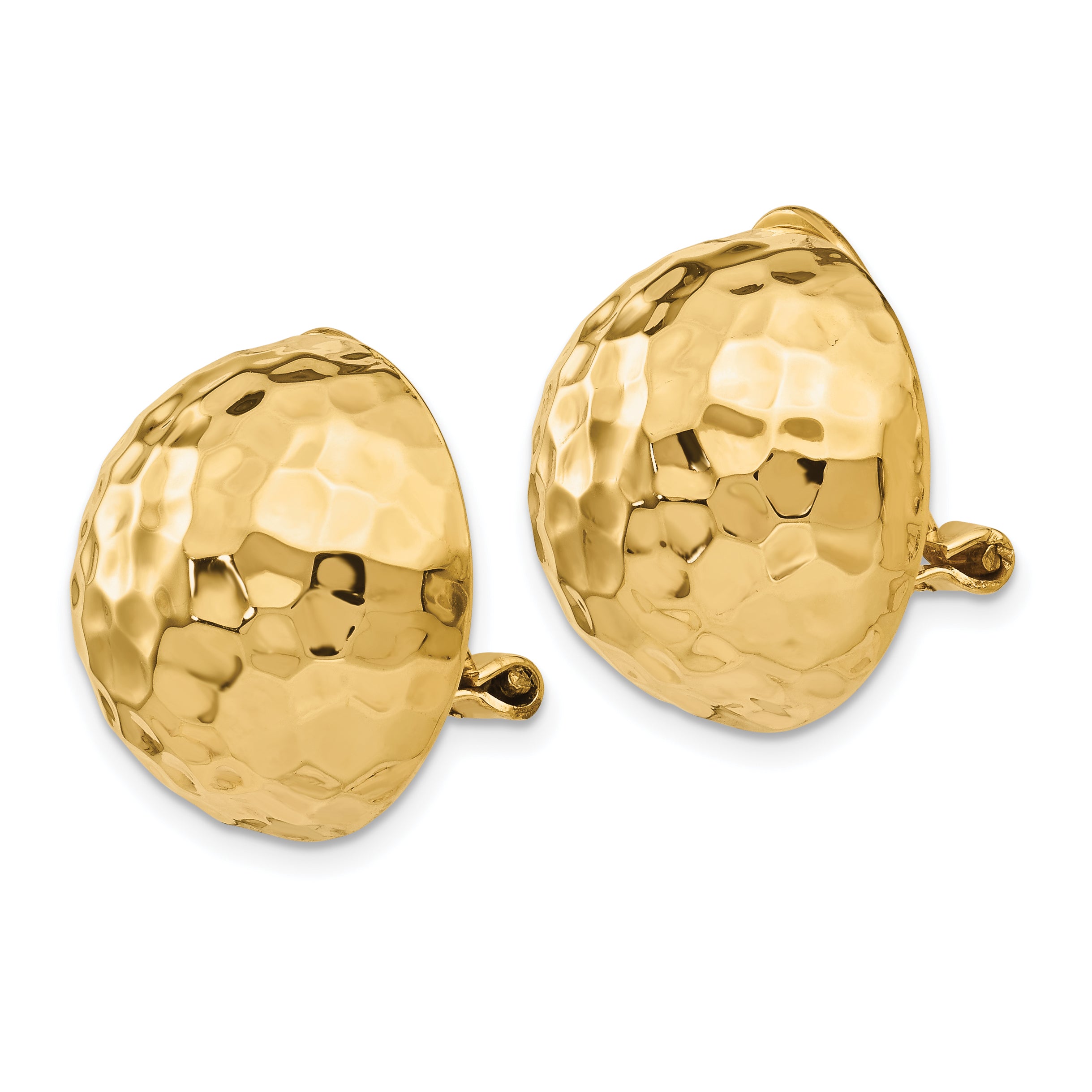 14k Omega Clip 18mm Hammered Non-pierced Earrings Secondary image