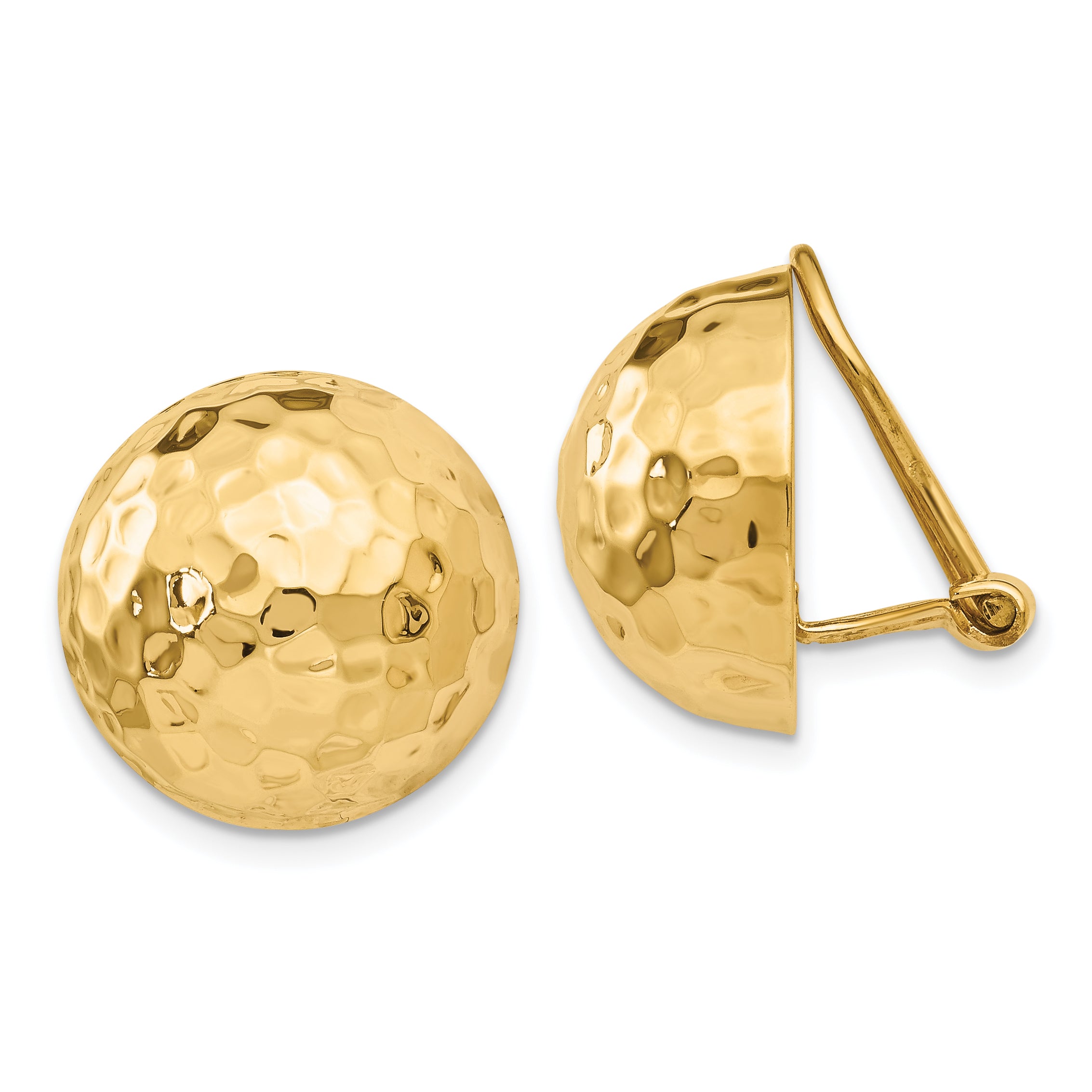 14k Omega Clip 16mm Hammered Non-pierced Earrings Main image