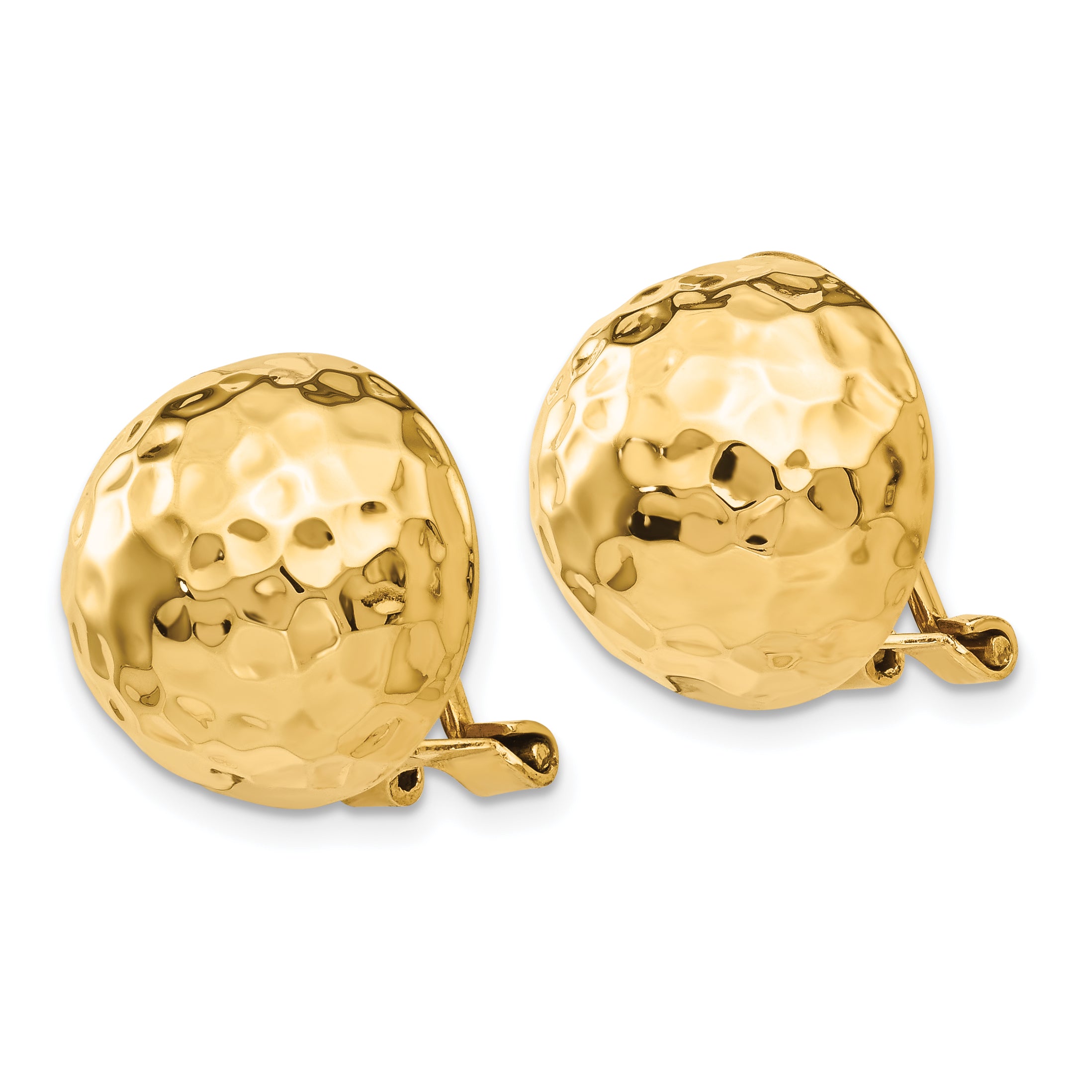 14k Omega Clip 14mm Hammered Non-pierced Earrings Secondary image