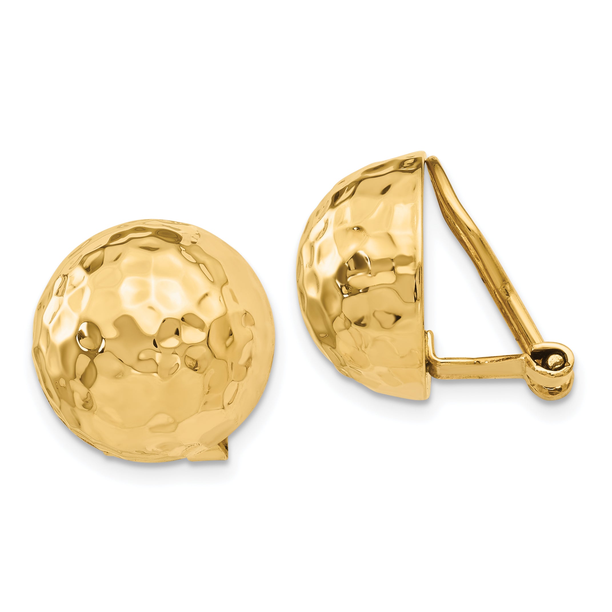 14k Omega Clip 14mm Hammered Non-pierced Earrings Main image